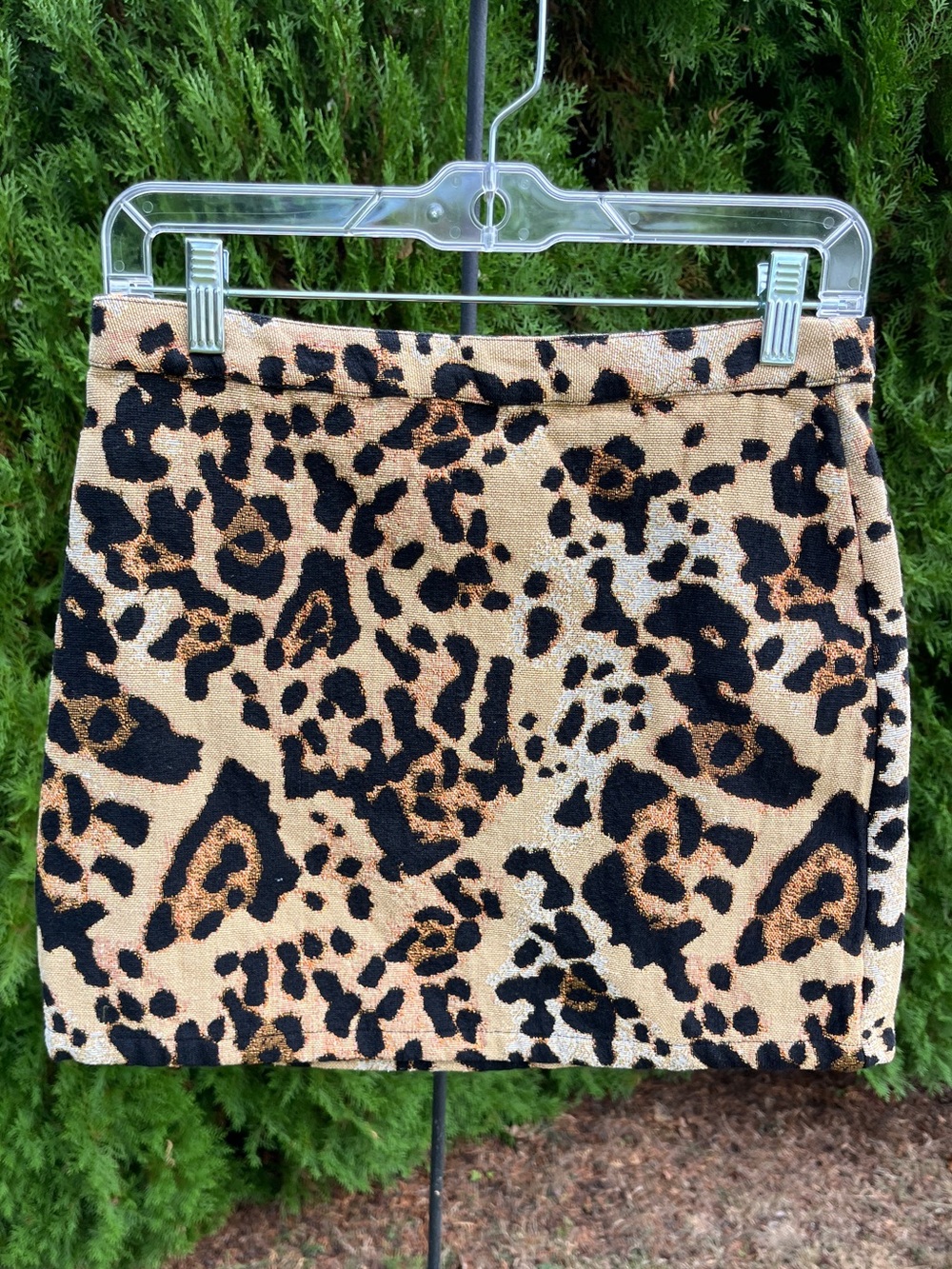 Topshop Leopard-Pattern Mini Skirt in Tan, Black and Brown